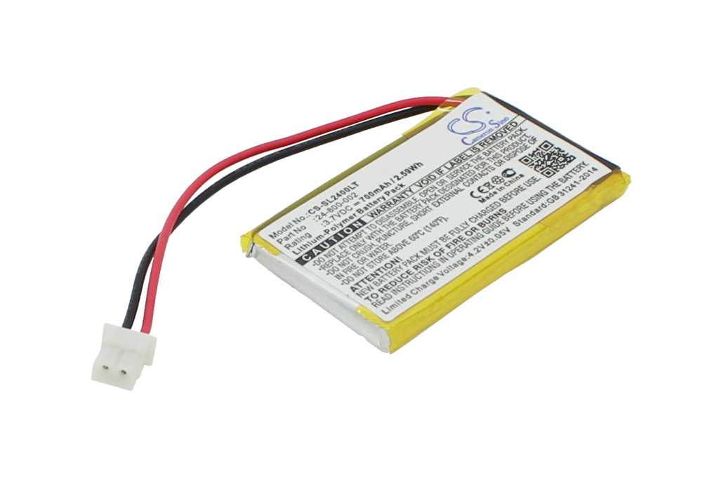 Flacher Lithium-Polymer-Akkupack mit gelber Folie, zwei Kabeln (rot/schwarz) und weißem Steckverbinder