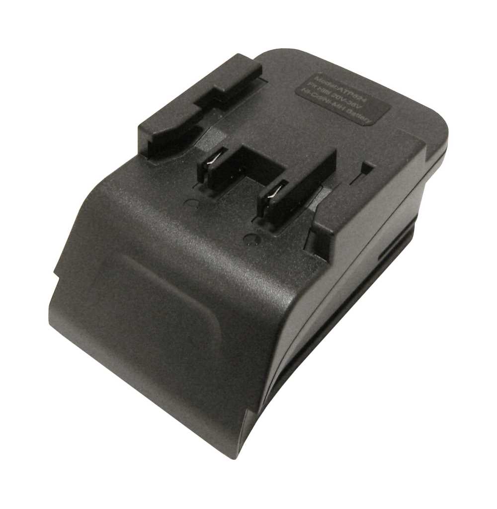 Schwarzer Kunststoffadapter mit Kontaktstiften und Rastnase, schräg von oben auf weißem Hintergrund gezeigt