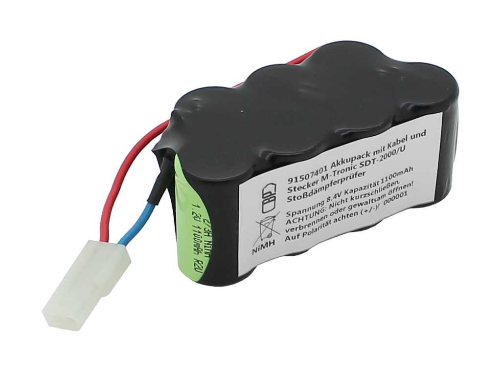 Messgeräteakku NiMH 8,4V 1100mAh mit Kabel und Stecker passend für M-Tronic SDT-2000/U Stoßdämpferprüfer