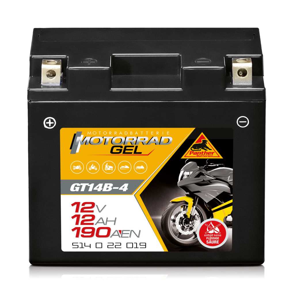 Panther Motorrad Gel 51422 12V 12Ah 210A (EN) ETN 514 0 22 019, DIN 51422, Japan-Nr. GT14B-4, CT14B-4