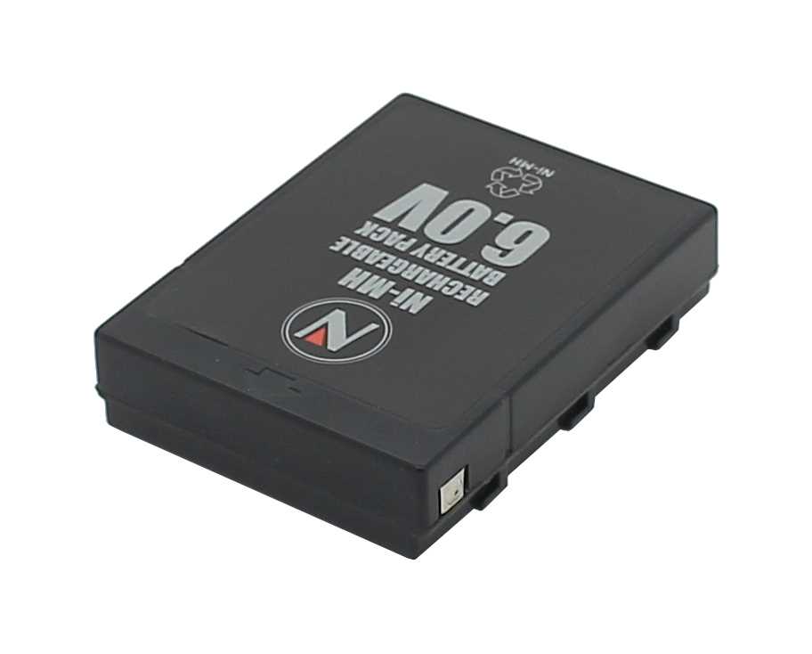 Schwarzer rechteckiger Akkupack mit Aufdruck 6.0V auf der Oberseite und kleinem seitlichen Anschluss